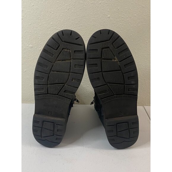 Black Lace-Up Boots With Side Zippers For Girls Size 5 Faux Leat - Picture 8 of 8